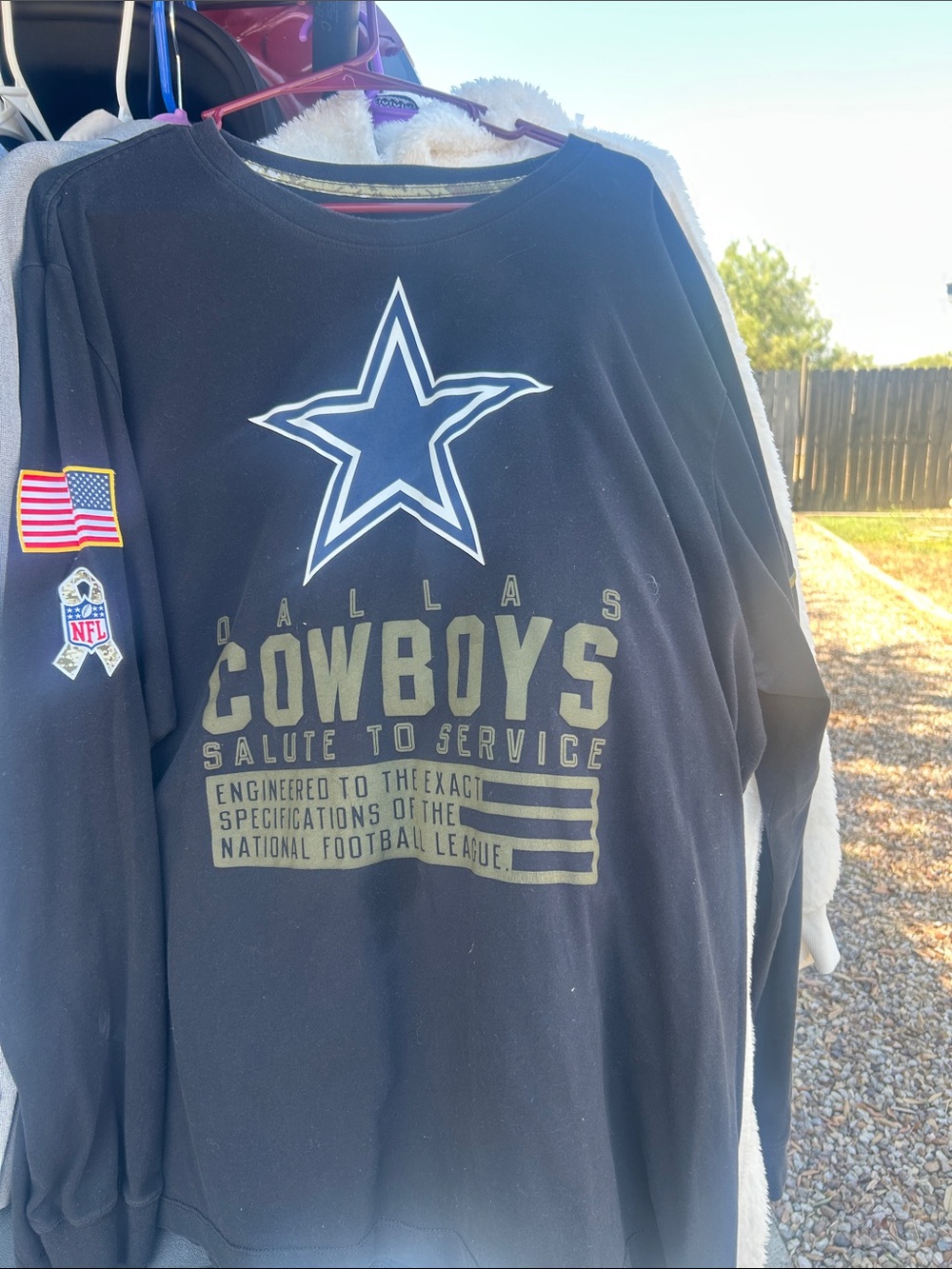 NFL Dallas Cowboys Black Long-Sleeve Salute to Service Tee